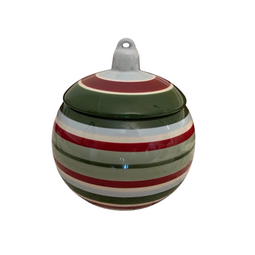 Longaberger Holiday Striped Candy Jar with Lid